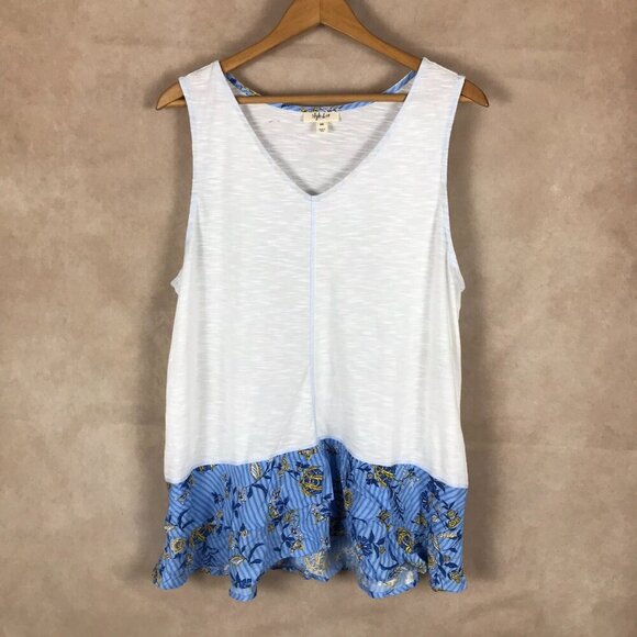 STYLE & CO V-neck Extended Floral Hem Tank Top NWT XXL - Picture 3 of 8